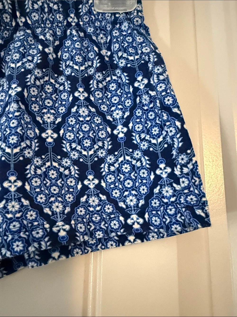 Gently worn Blue and White Lace-Print Shorts (2)